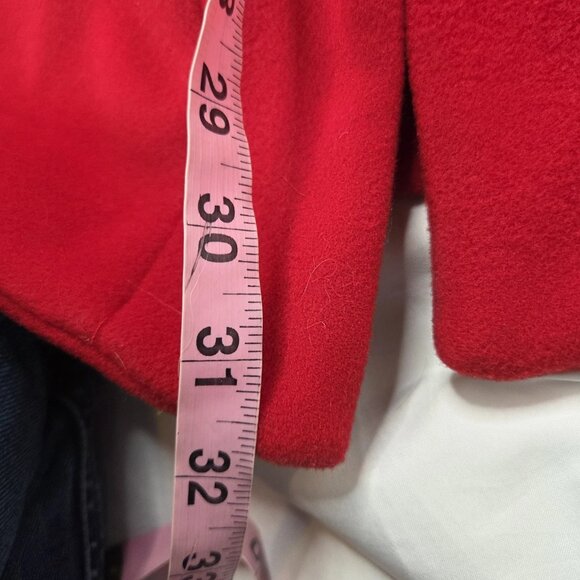 Zara Women's Size Medium Red Wool Duffel Hooded Jacket - Picture 6 of 9